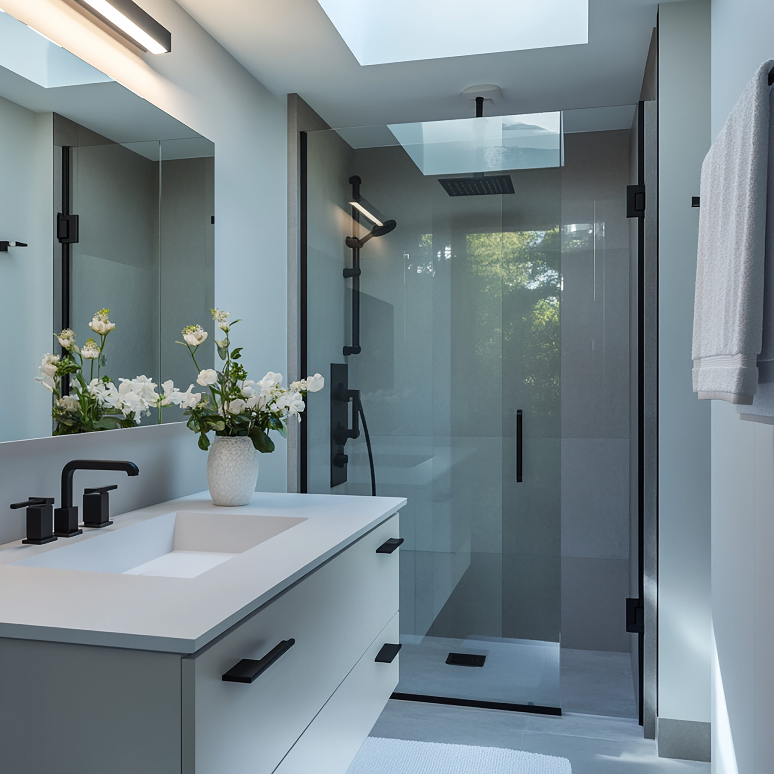Sleek Modern Bathroom with Floating Sink and Clean Lines